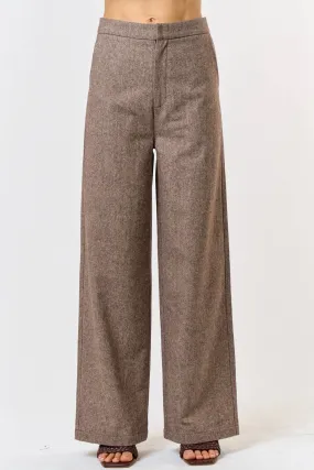 WOOL BLEND WIDE LEG HIGH WAIST PANTS