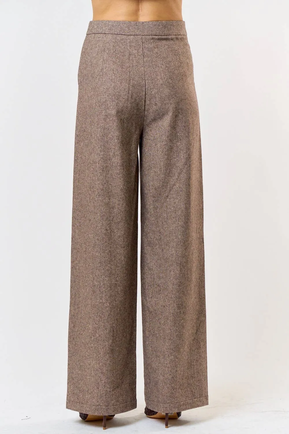 WOOL BLEND WIDE LEG HIGH WAIST PANTS