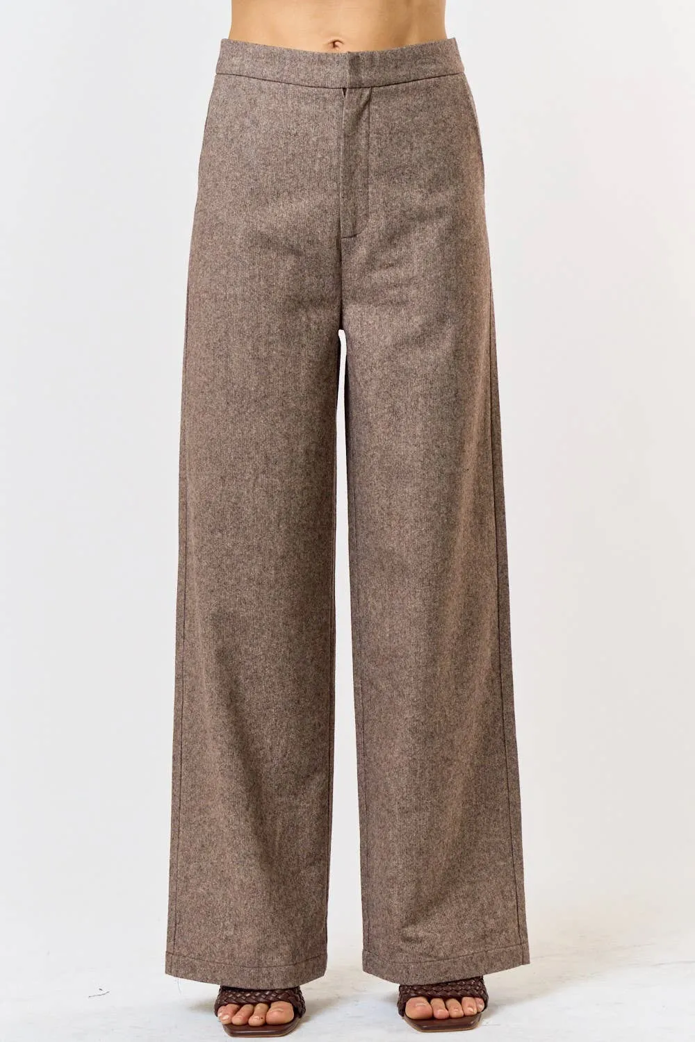 WOOL BLEND WIDE LEG HIGH WAIST PANTS