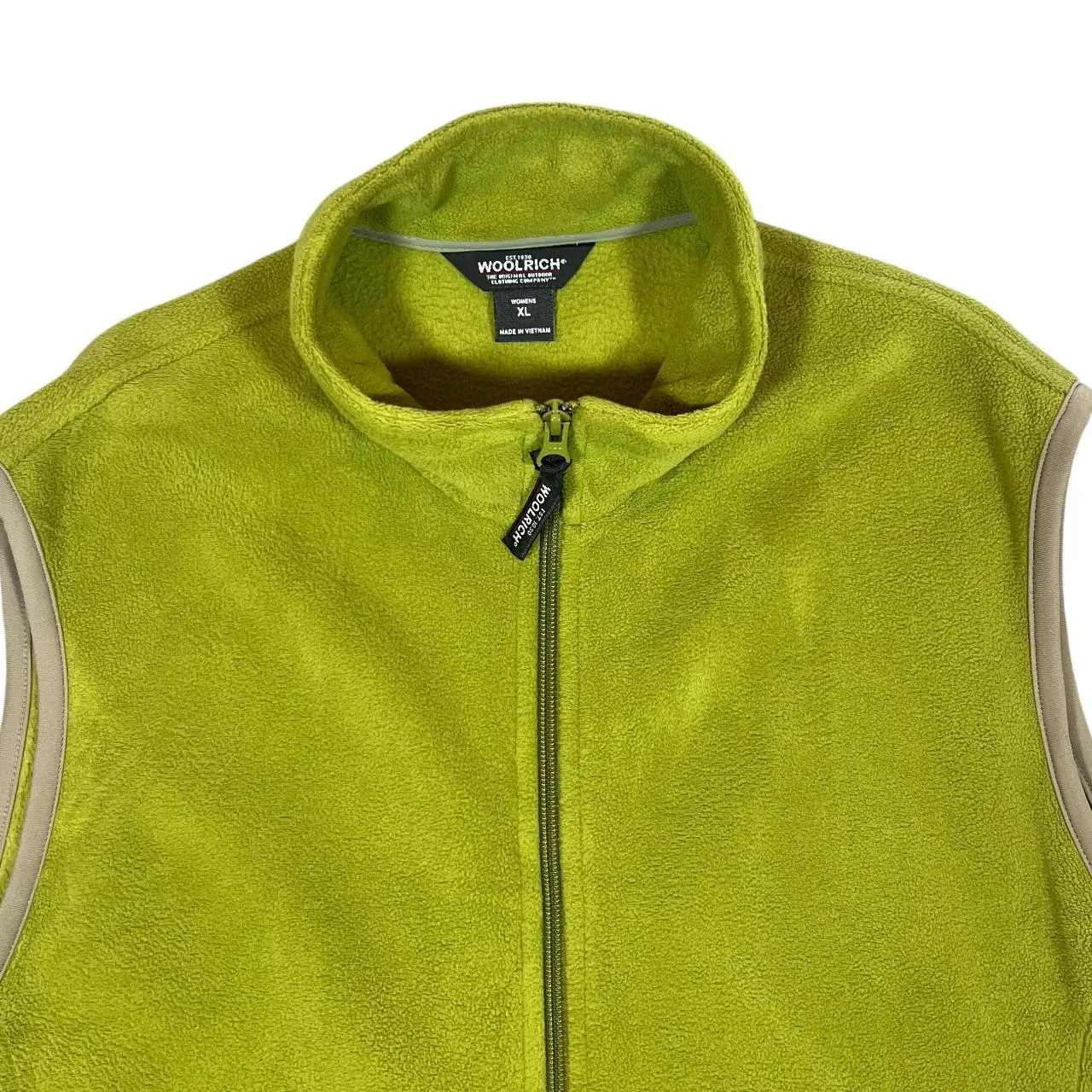 WOOLRICH Classic Essential Green Zip Fleece Gilet Top