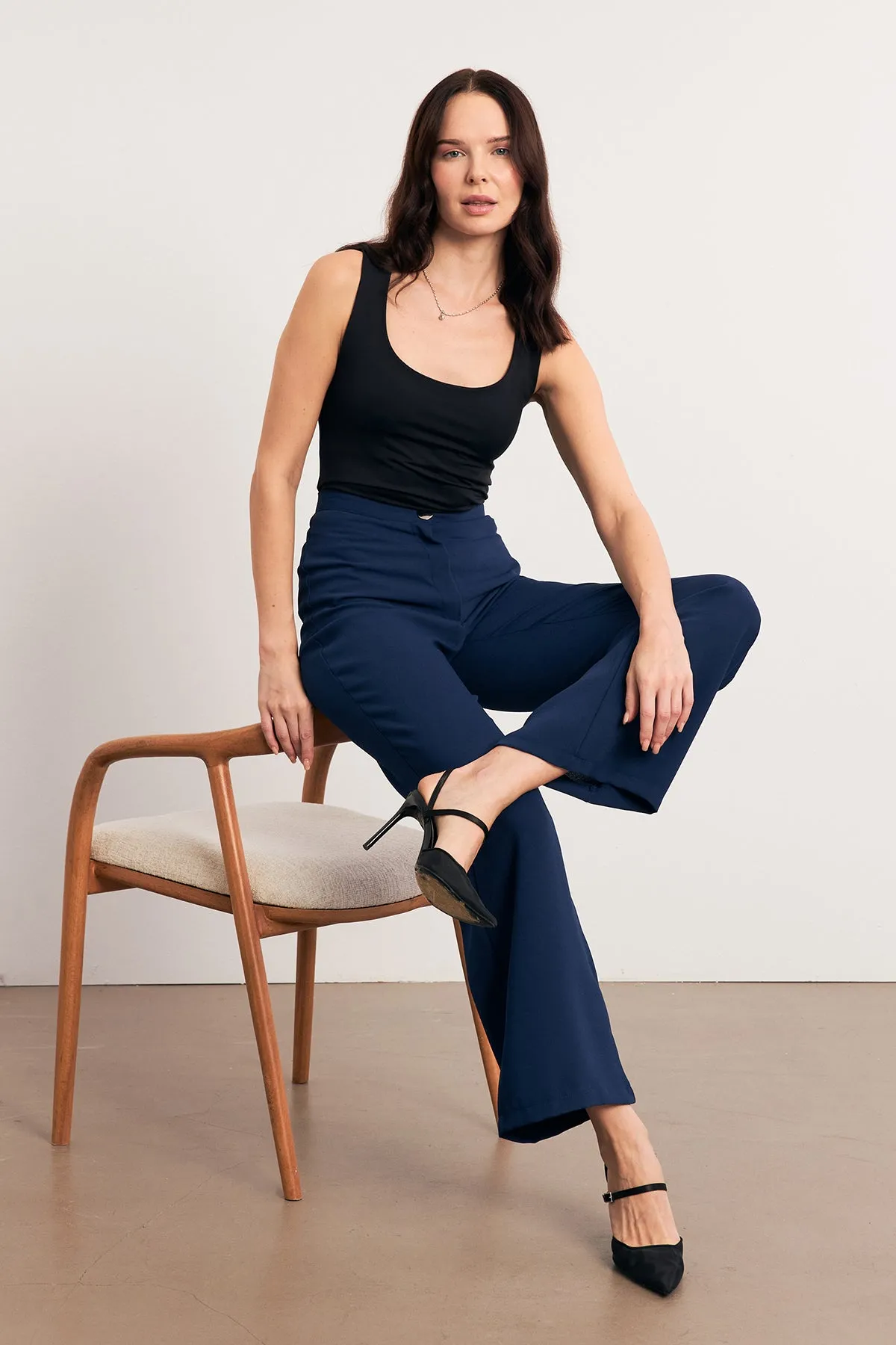 ZRF Women High Waist Wide Leg Pants - Indigo - Pamplona